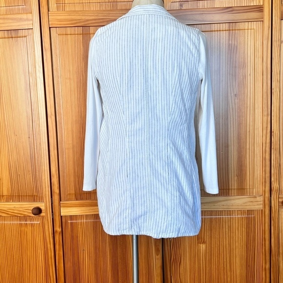 Soft Surroundings XS Long Lightweight Stripe Blazer Cotton Flax Casual Chic - Picture 4 of 10